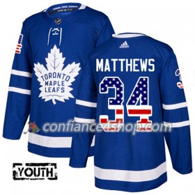 Adidas Maillot de Hockey Toronto Maple Leafs Auston Matthews 34 2017-2018 Bleu USA Flag Fashion Authentic - Enfant